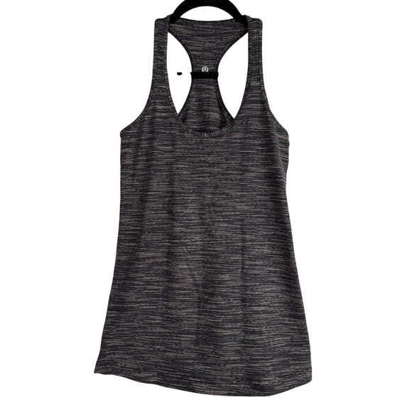 lululemon athletica Tops - Lululemon Blue Gray White Striped Sleeveless‎ Cross Back Workout Top Small